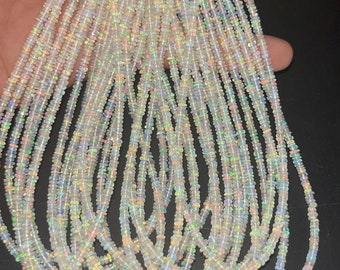 16 Inch Ethiopian Opal Smooth Rondelle Beads    3-3.5mm Fire Opal Beads    AAA+ Welo Opal Beads   Ethiopia White Opal Strand   Rondelle Opal