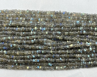 AAA+ Natural Labradorite Smooth Tyre Beads    4mm Labradorite Wheel Beads    Heishi Shape Labradorite    13 Inch Fire Labradorite Beads