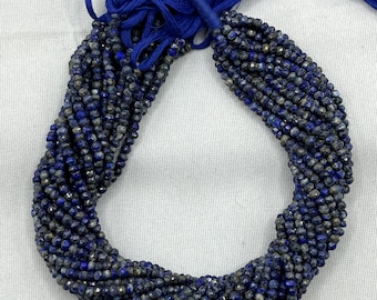 AAA+ Lapis Lazuli Faceted Rondelle Beads   3mm Lapis Beads    Excellent Quality Lapis Beads    13 Inches Lapis Beads   Rondelle Lapis Lazuli