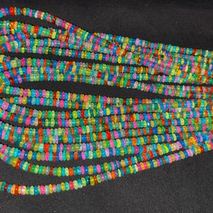 Cuentas redondas lisas de ópalo etíope multicolor AAA+, cuentas de ópalo disco de 3 mm, cuentas de ópalo multi fuego de 16 pulgadas, cuentas de ópalo disco redondas