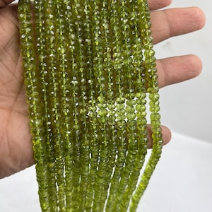 Natural Peridot Faceted Rondelle Beads   5-6mm Peridot Beads   13 Inch Peridot Beads   Rondelle Peridot Beads    AAA+ Big Size Peridot Beads