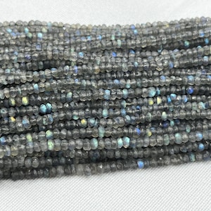 AAA+ Natural Labradorite Faceted Rondelle Beads   4mm Fire Labradorite Beads   13 Inch AAA+ Labradorite Beads   Rondelle Labradorite Beads