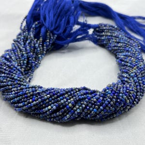 Rondelle de perles en lapis-lazuli AAA+, perles de lapis de 2 mm, perles de lapis-lazuli rondelles de 13 pouces, perles de lapis rondelles coupées à la machine