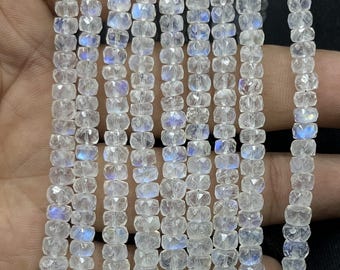 AAA+ Rainbow Moonstone Faceted Rondelle Beads  4-5mm White Rainbow Beads  8 Inches White Rainbow Moonstone Strand   Natural Rondelle Rainbow