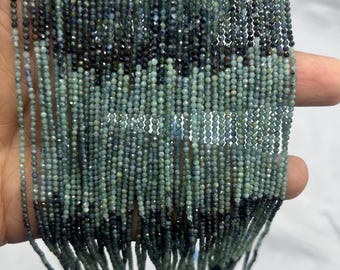 Natural Shaded Blue Tourmaline Faceted Rondelle Beads   2mm Blue Tourmaline Beads    Blue Shaded Tourmaline Beads   Rondelle Blue Tourmaline
