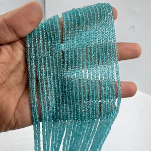 AAA+ Apatite faceted Rondelle Beads    3-3.5 mm Apatite Beads    14 Inch Apatite Strand      Natural Apatite Beads     Rondelle Apatite Bead