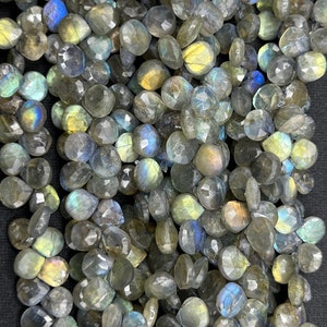 AAA+ Natural Labradorite Faceted Heart Shape Beads    3x5mm Heart shape Beads    Fire Labradorite Briolette    Heart Shape Labradorite