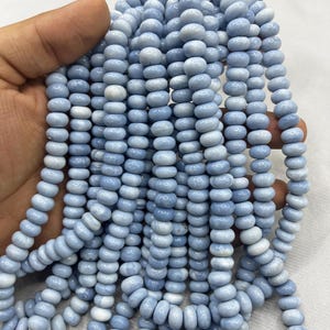 AAA++ Natural Blue Opal Smooth Rondelle Beads    16 Inches Blue Opal Beads    8-9 mm Blue Oregon  Opal    Genuine Blue Opal Gemstone