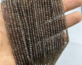 AAA+ Smokey Quartz faceted Rondelle Beads    3mm Smokey Quartz Beads    Rondelle Smokey Quartz     13 Inch Smokey Quartz Bead    Minimalist