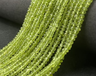 Natural Peridot Faceted Rondelle Beads    4mm Peridot Beads    13 Inches Peridot Beads    Rondelle Peridot Beads    Faceted Peridot Strand