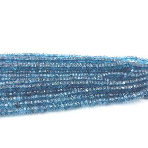 AAA+ London Blue Topaz Faceted Rondelle Beads 4 mm Powlekane London Blue Topaz Beads 13-calowe London BT Beads Rondelle Blue Topaz Beads