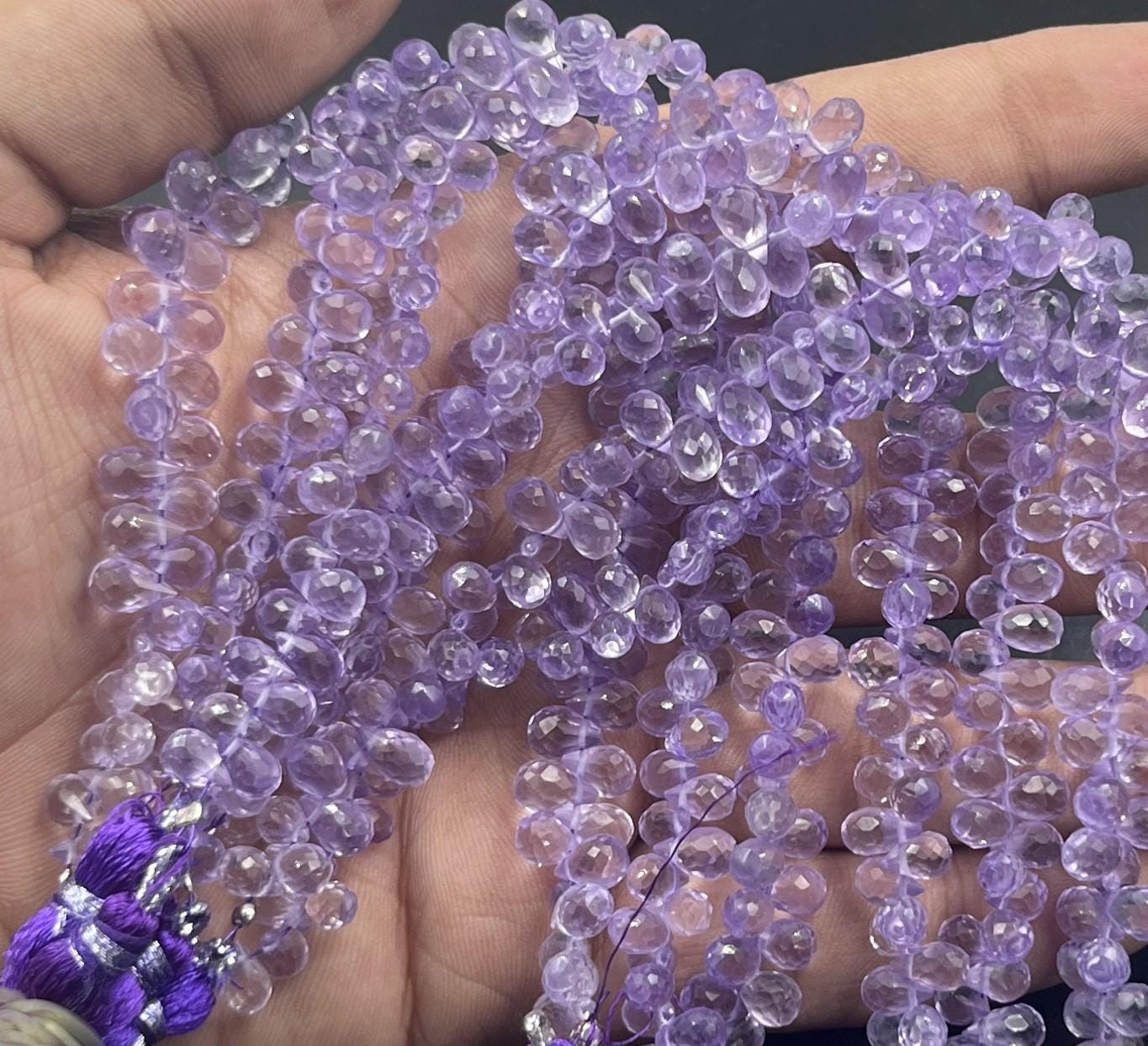 Natural Brazil Amethyst Faceted Drops 3*5mm Amethyst Drops 8 Inches ...