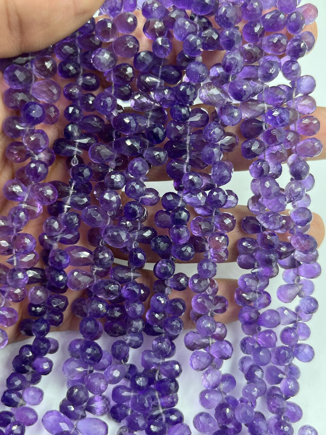 Natural African Amethyst Faceted Drops 4x6mm Amethyst Drops 8 Inches ...