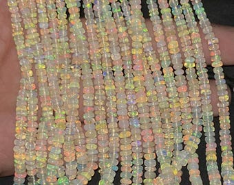 Ethiopian Fire Opal Smooth Rondelle beads   3.5-5mm Opal Beads   AAA Fire Opal Beads   16 Inch Ethiopian Opal Beads   Welo Opal   Plain Opal