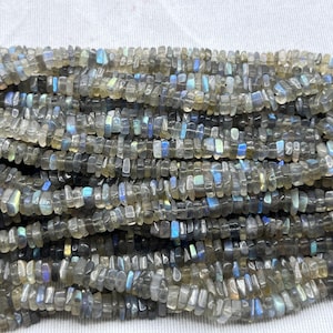 Perle di Labradorite AAA+ di forma quadrata liscia da 4-5 mm, perle di Labradorite Heishi di forma quadrata, filo di Labradorite naturale.