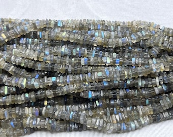 AAA+ Labradorite Smooth Square Shape Beads    4-5mm Labradorite Heishi Square Beads   Square Shape Labradorite Strand    Natural Labradorite