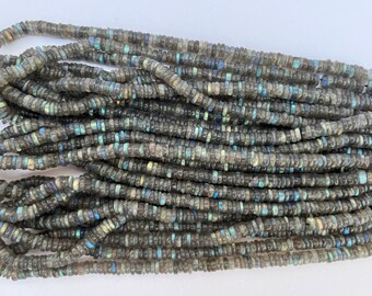 Labradorite Smooth Tyre Shape Beads   4-5mm Labradorite Wheel Shape Beads   Heishi Shape Labradorite   16 Inch Labradorite Beads  Minimalist