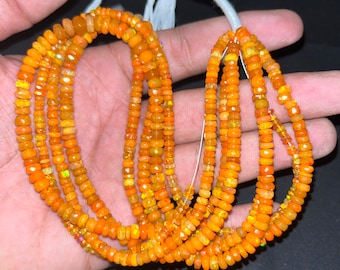 AAA+ Oranje Ethiopische gefacetteerde opaal kralen 3-5 mm Oranje vuuropaal kralen Natuurlijke Ethiopische opaal kraal 16 inch Oranje rondelle opaal