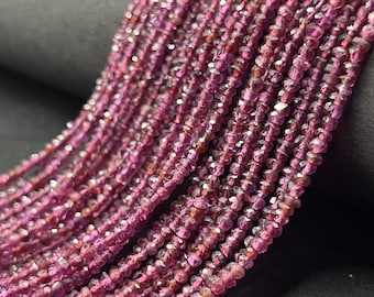 AAA+ Mozambique Garnet faceted Rondelle Beads   4mm Garnet Beads    13 Inch Garnet Beads     Rondelle Garnet Beads    Faceted Garnet Beads