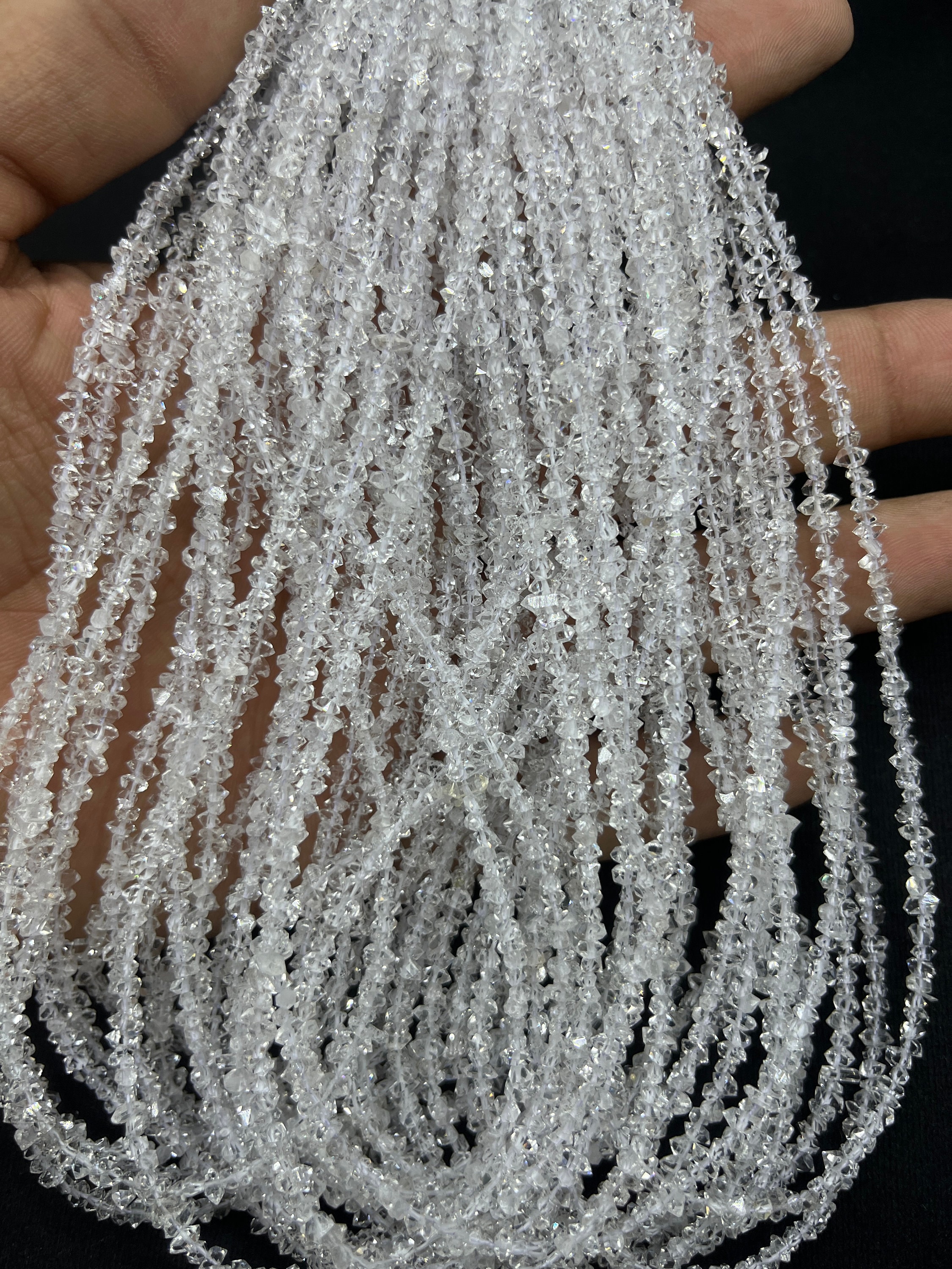 AAA+ Natural Herkimer Diamond Faceted Nuggets Beads 3-3.5 mm Herkimer Diamond Herkimer Uncut Beads 16 Inch White Herkimer Diamond