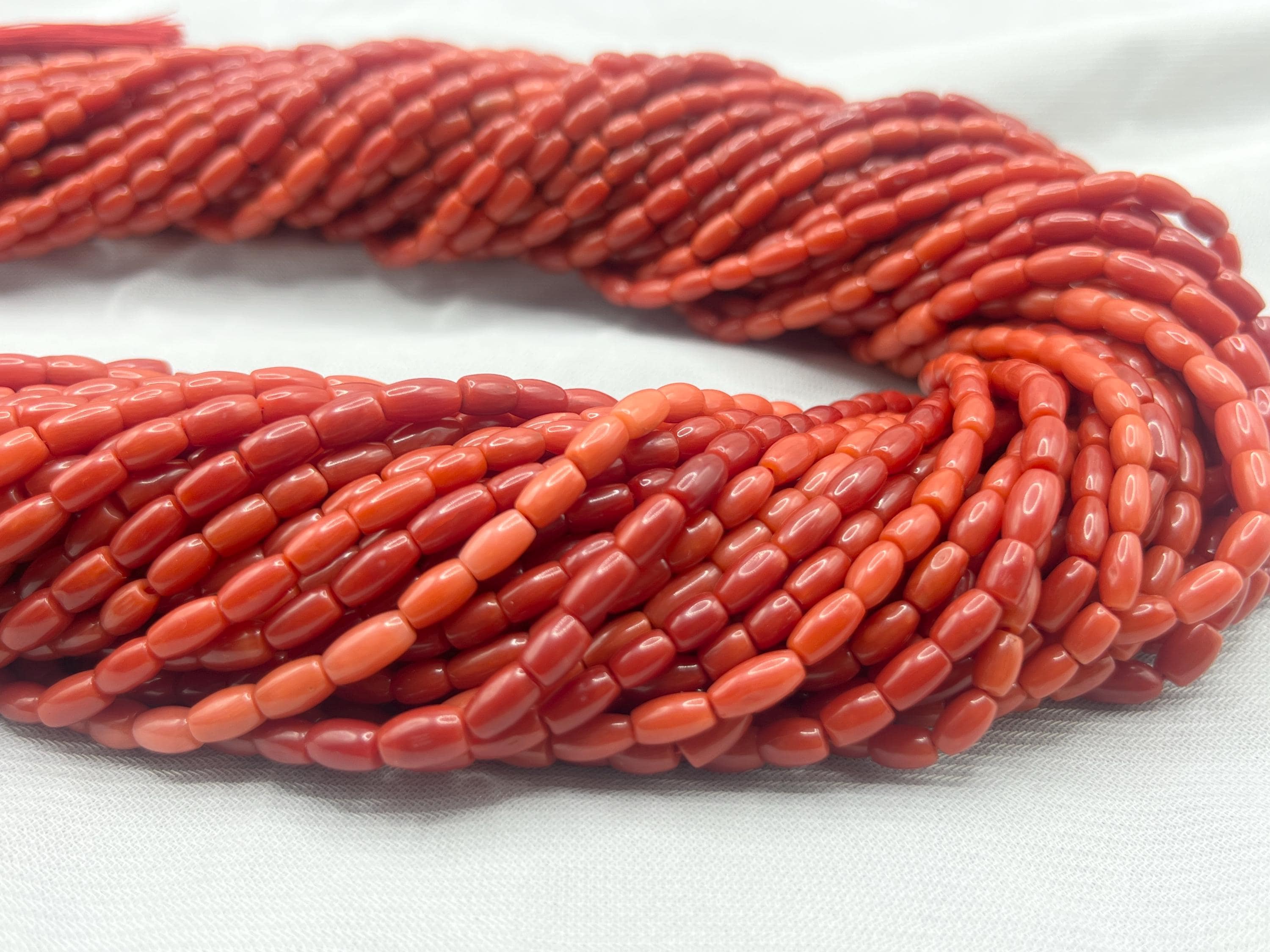 Natural Italian Coral Smooth Tube Beads Coral Pipe Beads Smooth Coral ...