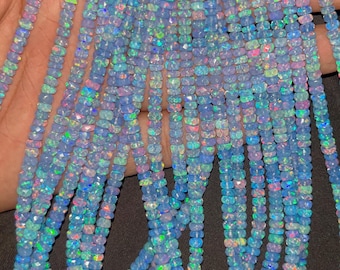 Tanzanite Opal Faceted Rondelle Beads   3-5mm Tanzanite Faceted Opal    16 Inch Tanzanite Beads   Rondelle Fire Opal Tanzanite    Minimalist