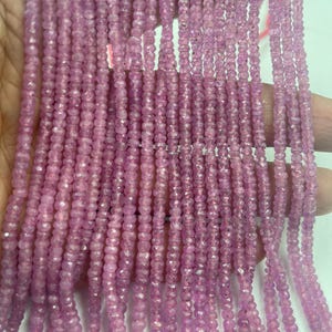 Natural Pink Sapphire Faceted Rondelle Beads   4mm Pink Sapphire Beads   16 Inch Pink Sapphire Rondelle Beads    Faceted Pink Sapphire Beads