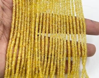 Saphir jaune AAA+ Rondelle à facettes 3 mm Perles de saphir jaune saphir jaune naturel 16 pouces saphir Songia