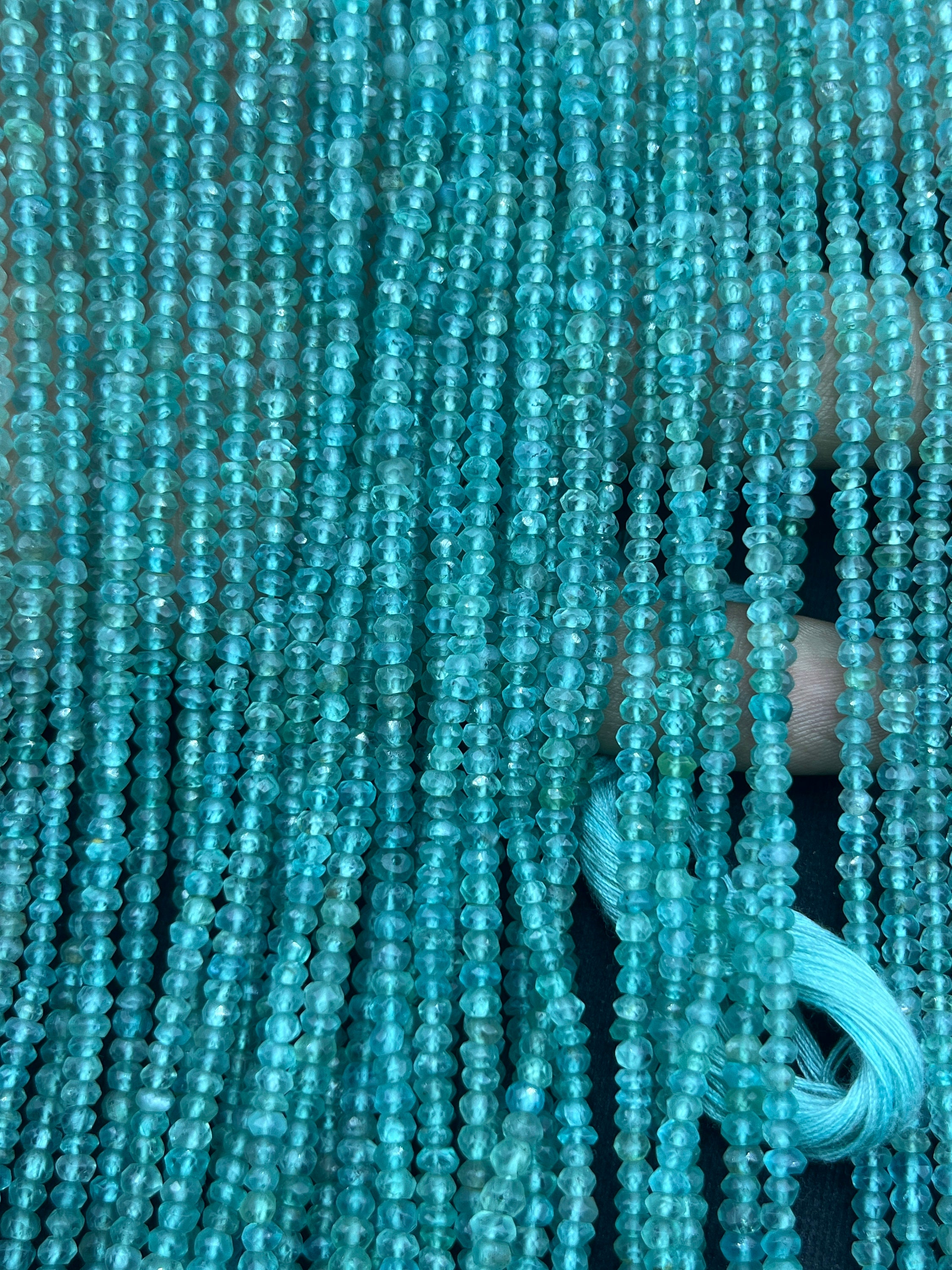 AAA+ Apatite faceted Rondelle Beads     4mm Apatite Beads     14 Inch Apatite Strand      Natural Apatite Beads     Rondelle Apatite Bead
