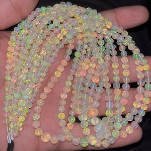 AAAA+ Natural Opal Smooth Round Beads 4-6mm White Opal Round Beads 16 Inch Firey Round Opal Beads   Smooth Round Opal Beads  Opal Round Ball