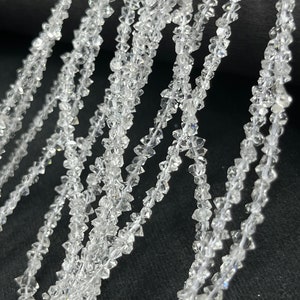 25 Strand Natural Herkimer Diamond Faceted Nuggets Beads   3-3.5 mm Herkimer Diamond   Herkimer Uncut Beads   16 Inch White Herkimer Diamond