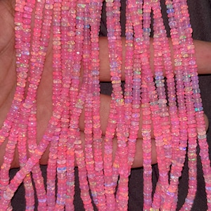 Cuentas redondas lisas de ópalo etíope rosa AAA+ de 3-5 mm, cuentas de ópalo rosa de 16 pulgadas, cuentas de ópalo rosa etíope, ópalo rosa fuego