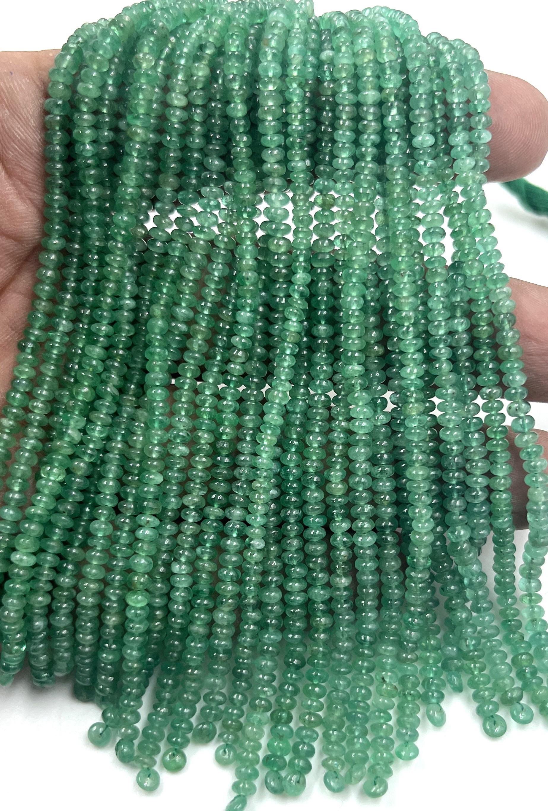 Perles émeraude Facettées 2-3mm - Brin 17" - 300 Perles - Brésil - Neuf