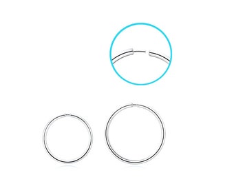 925 Seamless Sterling Silver Nose Ring Hoop, 18g, Fine Gauge / 1mm Thickness