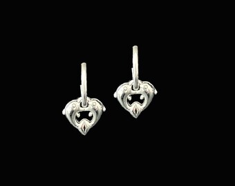 Dolphin Heart Sterling Silver Hoop Earrings – 10mm