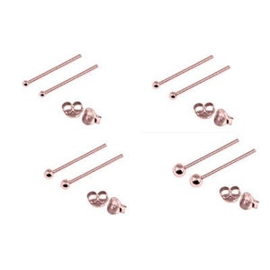 May include: Six pairs of rose gold stud earrings with a small ball at the end of the post. Each pair includes two posts and two backings.