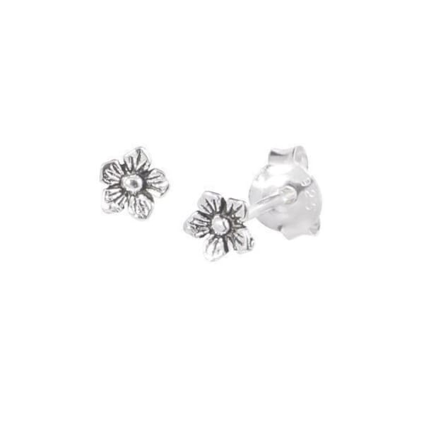 Cute Tiny 925 Sterling Silver Small Flower Stud Earrings 4.4mm  - Pair