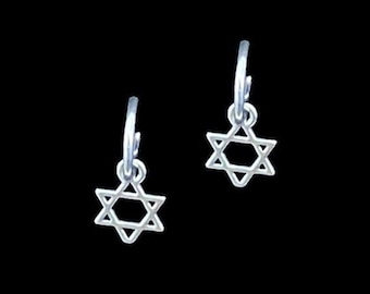 Sterling Silver Star of David Hoop Earrings – Small Jewish Jewelry
