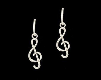 Sterling Silver Treble Clef Hoop Earrings – Musical Jewelry
