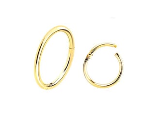 18k Gold Plated Sterling Silver Clicker Ring, Seamless Hinged Hoop
