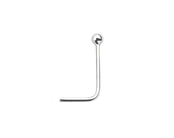 925 Sterling Silver Ball Nose Stud, Tiny 'L' Shape (22g)