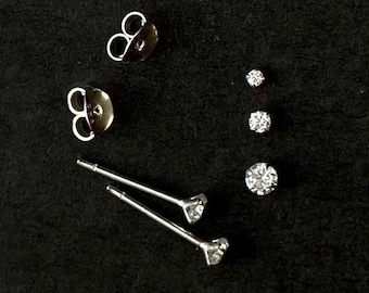 925 CZ Crystal Sterling Silver Tiny Stud Earrings – 1.5mm, 2mm or  3mm Pair