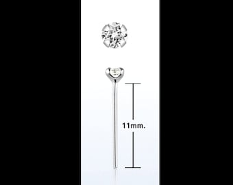 925 Sparkly CZ Gem Nose Stud, Bend-Yourself Sterling Silver (22 Gauge)