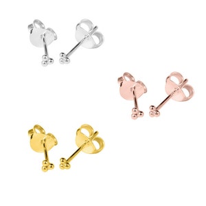 Small Cute Sterling Silver 925 Trinity Tiny Ball Stud Earrings 2mm or 3.5mm.  Rose Gold - 18ct Gold - Silver