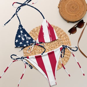 Distressed American Flag | Fourth of July USA Bikini | Independence Day Swimsuit | String Bikini American Flag
