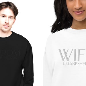Wifey Sweatshirt / Crewneck Sweatshirt Bride / Embroidered Bride & Groom Sweatshirts / Honeymoon Unisex Fleece Sweatshirt