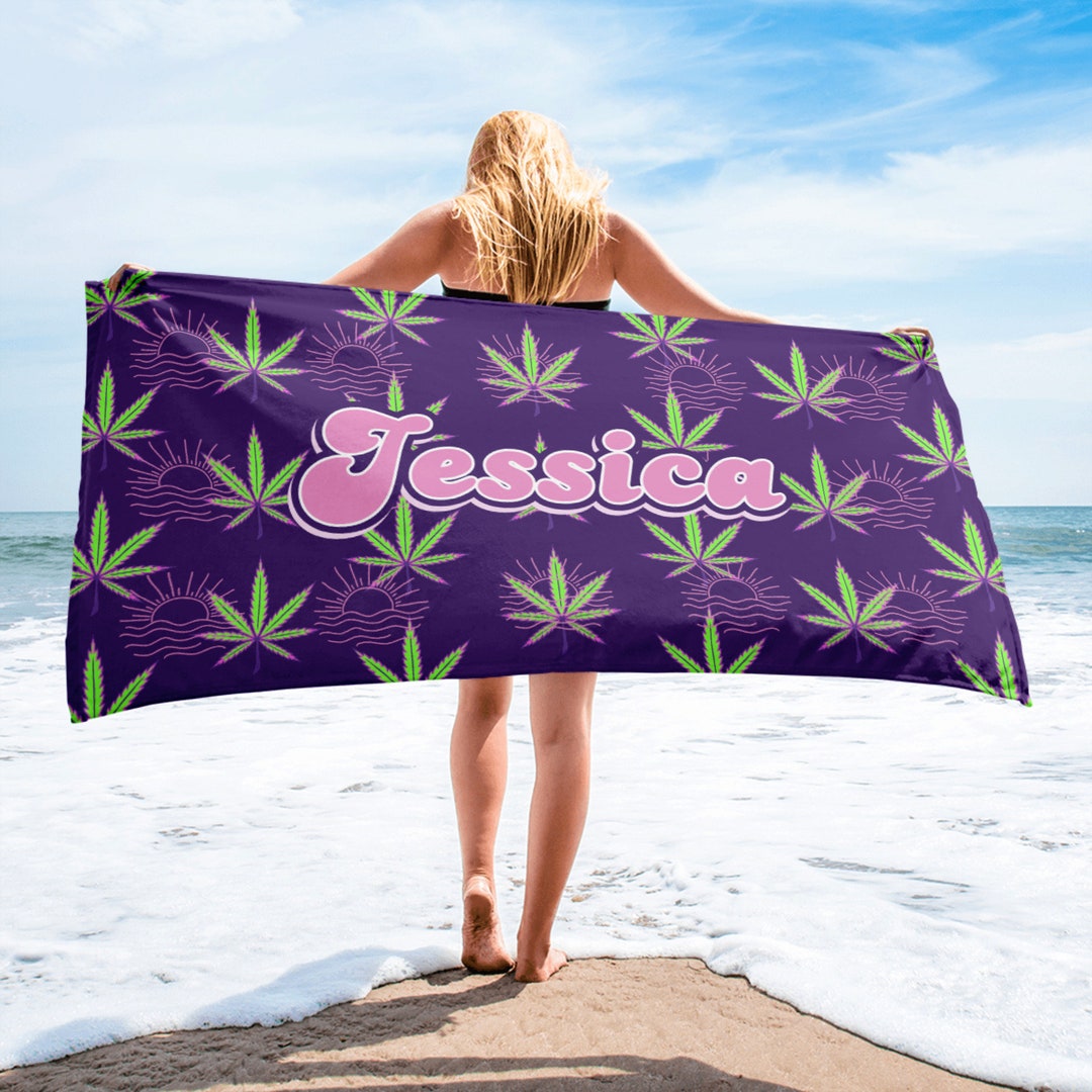Personalized Beach Towels Cannabis Weed Beach Towel Etsy