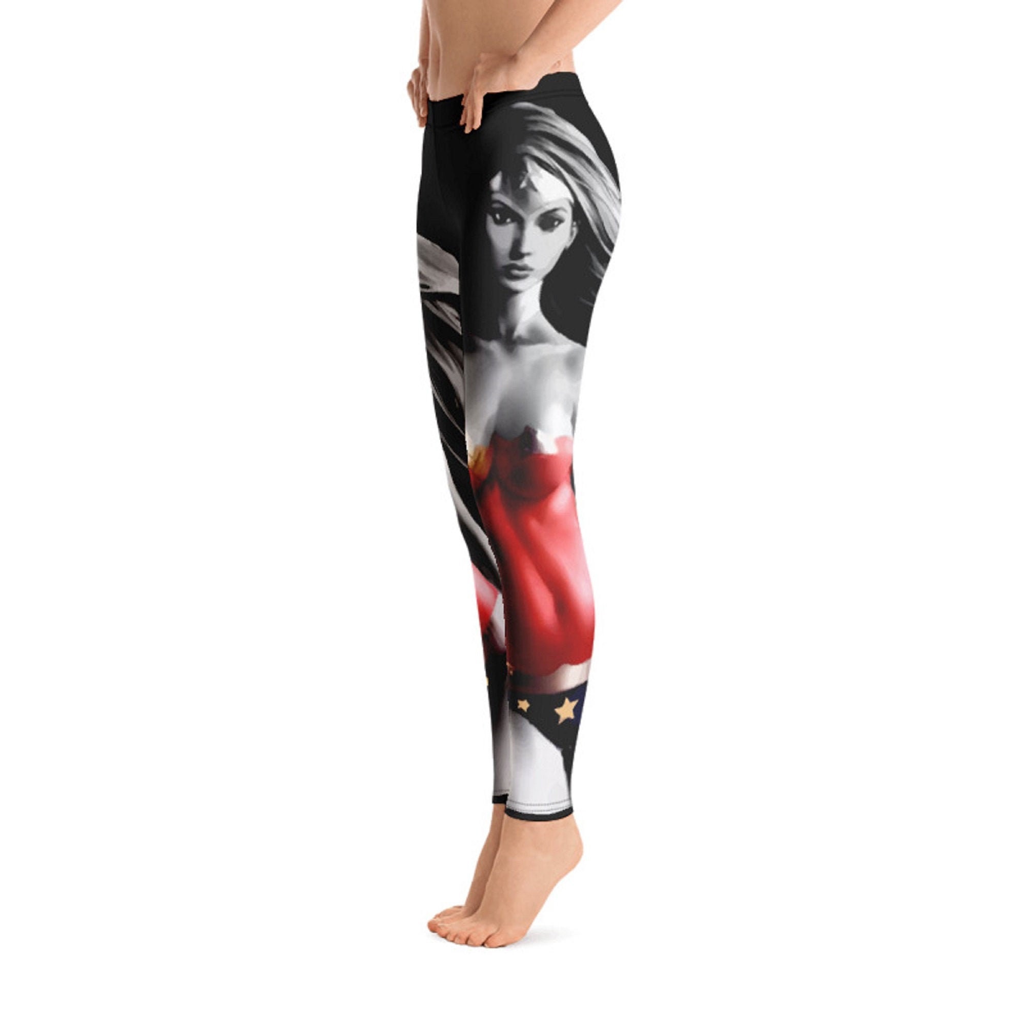 Superhero Pop Culture Yoga Fitness Leggings Stretchy Athletic Meggings  Superhero Style Body Paint Photo Trendy Spring Break Beachwear 