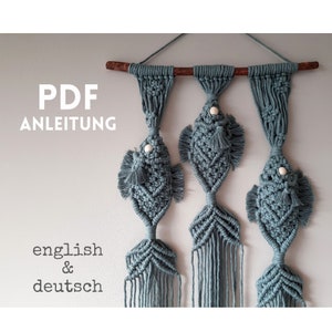 Macrame Pattern, Fish Macrame wall pattern, English and German