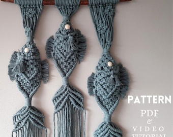 Macrame Fish Wall Hanging Pattern: Beginner-Intermediate (PDF & Video)